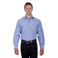 Hard Slog Mens Jackson 1/2 Placket L/S Shirt (H3S1101182) Blue [SD]