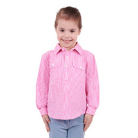 Hard Slog Childrens Luvenia 1/2 Placket L/S Shirt (H3S7101154) Pink [SD]