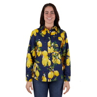 Hard Slog Womens Sana Full Button L/S Shirt (H4W2101200) Navy/Yellow