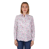 Hard Slog Womens Candy Half Button L/S Shirt (H4W2101202) White/Pink