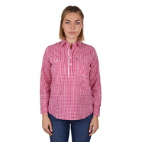 Hard Slog Womens Dana Half Button L/S Shirt (H4W2101206) Hot Pink