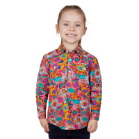 Hard Slog Childrens Susie Half Button L/S Shirt (H4W7101204) Multi