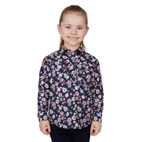 Hard Slog Childrens Rose Half Button L/S Shirt (H4W7101176) Navy
