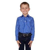 Hard Slog Childrens Tad Half Button L/S Shirt (H4W7101186) Royal
