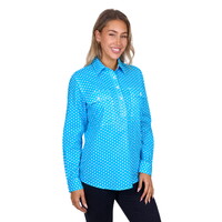 Hard Slog Womens Sia Half Button L/S Shirt (H5S2101158) Blue