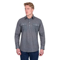 Hard Slog Mens Tomson Half Button L/S Shirt (H5S1126184) Navy/Tan