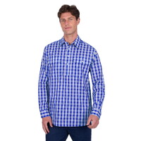 Hard Slog Mens Levers Half Button L/S Shirt (H5S1126188) Royal/White