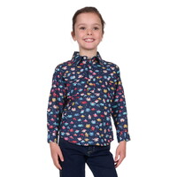 Hard Slog Childrens Tori Half Button L/S Shirt (H5S7101157) Navy