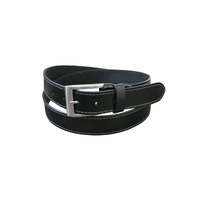Jacaru Unisex Stitched Leather Belt - 35mm (6014) Black