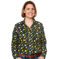 Just Country Womens Abbey Full Button Print Work Shirt (WWLS2100) Navy/Yellow Lemons 