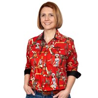Just Country Womens Abbey Full Button Print Work Shirt (WWLS2133) Chilli/Black Vintage Rodeo 