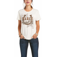 Ariat Womens Ranch Round Up S/S T-Shirt (10034853) White Sands 