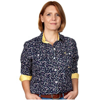 Just Country Womens Abbey Full Button Print Work Shirt (WWLS2159) Navy/Star Flowers [SD]