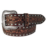 Roper Mens 1 1/2" Belt (8629500) Tooled Leather Tan/Turquoise Lacing [SD]