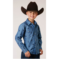 Roper Boys Amarillo Collection Check L/S Shirt (30225794) Blue