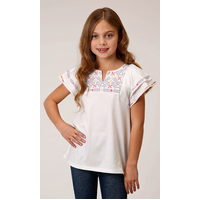 Roper Girls Five Star Collection S/S Knit Top (9513111) White [SD]