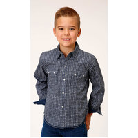 Roper Boys West Made Collection L/S Shirt (30064771) Print Blue [SD]