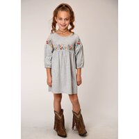 Roper Girls Five Star Collection 3/4 Sleeve Dress (57513114) Solid Grey [SD]