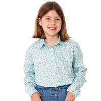 Just Country Girls Harper Half Button Print Work Shirt (GWLS2172) Honeydew [SD]