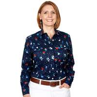 Just Country Womens Abbey Full Button Print Shirt (WWLS2182) Navy Tulips [SD]
