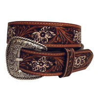 Roper Womens 1 1/2" Belt (8842790) Tooled Distressed Leather Brown [SD]