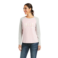 Ariat Womens Real Loop Baseball L/S T-Shirt (10037294) Zephry/Heather