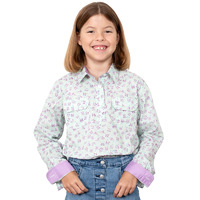 Just Country Girls Harper Half Button Workshirt (GWLS2219) Spearmint