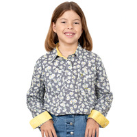 Just Country Girls Harper Half Button Shirt (GWLS2221) Black/White
