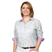 Just Country Womens Abbey Full Button Print Shirt (WWLS2219) Spearmint Orchids [GD]