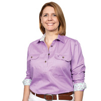 Just Country Womens Jahna Trim Half Button Print Workshirt (WWLS2220) Orchid