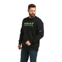 Ariat Mens Rebar Workman Logo Sweatshirt (10037651) Black/Lime