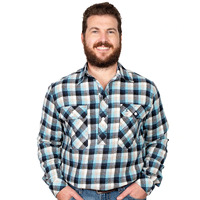 Just Country Mens Cameron Workshirt Flannel (10101228) Navy/Sky