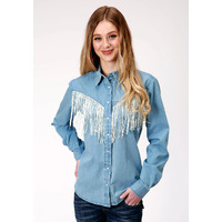 Roper Womens Five Star Collection L/S Shirt (50594063) Solid Blue