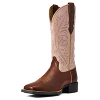 Ariat Womens Round Up Wide Square Toe StretchFit Boot (10040421) Festival Brown/Champagne