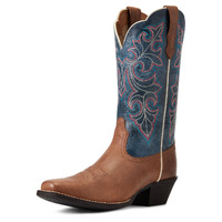 Ariat Womens Round Up Square Toe Western Boots (10040446) Storming Brown/Singing The Blues [SD]