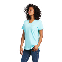 Ariat Womens Rebar Cotton Strong Wrench Graphic T-Shirt (10039206) Aqua Sky