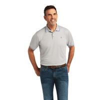 Ariat Mens Logo Fitted Polo (10039796) Silver Lining [SD]