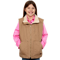 Just Country Childrens Diamantina Sherpa Vest (BWOV2200) Khaki