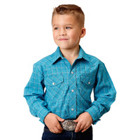 Roper Boys Karman Classic 55/45 Collection L/S Shirt (30101074) Plaid Blue