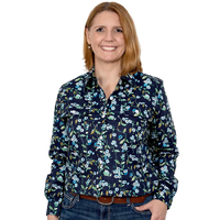Just Country Womens Abbey Full Button Print Shirt (WWLS2279) Navy Forget Me Not [GD]