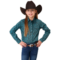 Roper Girls Amarillo Collection L/S Shirt (80225174) Print Blue [SD]