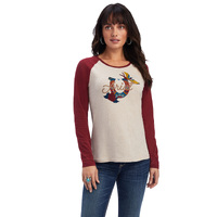 Ariat Womens R.E.A.L. Ropey Rose L/S Shirt (10041343) Oatmeal Heather/Rouge Red [SD]