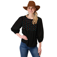 Roper Womens Five Star Collection L/S Blouse (50565102) Solid Black [SD]