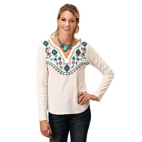 Roper Womens Studio West Collection L/S Jersey (38513006) Solid White [SD]