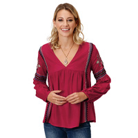 Roper Womens Five Star Collection L/S Blouse (50565053) Solid Red [SD]