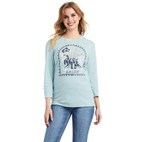 Ariat Womens Broncs and Barrels 3/4 Sleeve Tee (10042316) Arctic [SD]