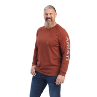 Ariat Mens Rebar Cotton Strong Graphic L/S Tee (10041624) Cherry [SD]