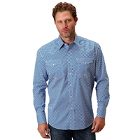 Roper Mens Amarillo Collection L/S Shirt (01225022) Print Blue [SD]