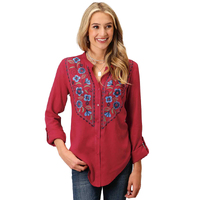 Roper Womens Studio West Collection L/S Blouse (50565315) Solid Red [SD]