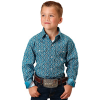 Roper Boys Amarillo Collection L/S Shirt (30225017) Print Blue